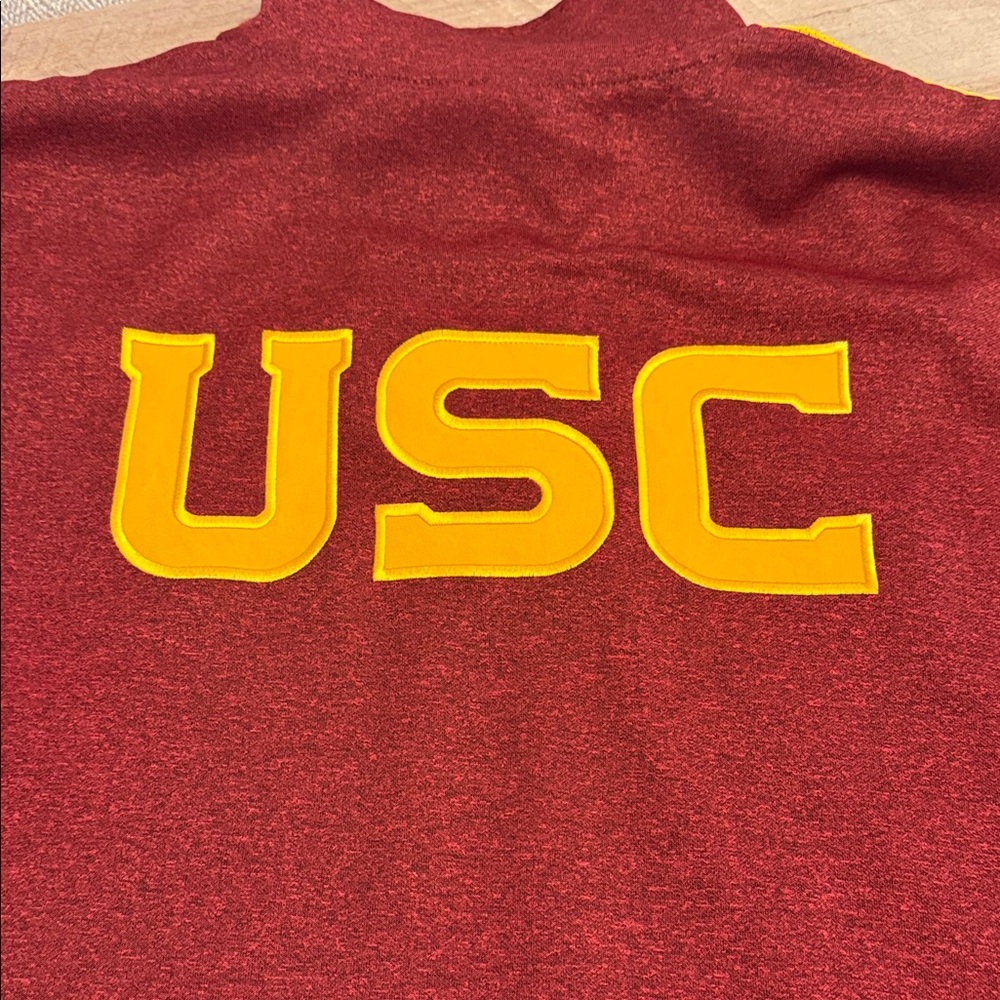 Men's Cardinal USC Trojans Big & Tall Mesh Yoke Quarter-zip- pullover - Picture 10 of 14